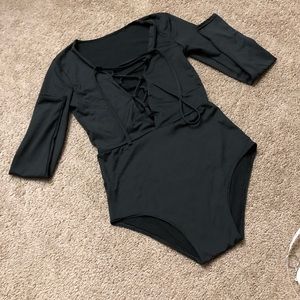 Black long sleeve one piece